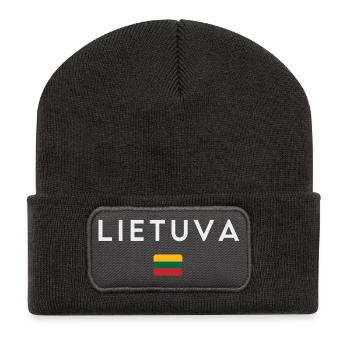 Litauische Flagge, Litauischer Stolz - Recycelte Patch Beanie - Dunkelgrau - Vorne