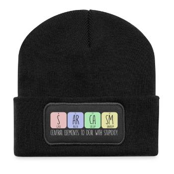 Central elements to deal with stupidity - Recycelte Patch Beanie - Schwarz - Vorne