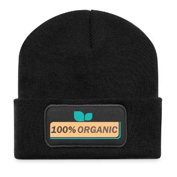 100% biologische, gesunde, natürliche Lebensmittel - Recycelte Patch Beanie - Schwarz - Vorne