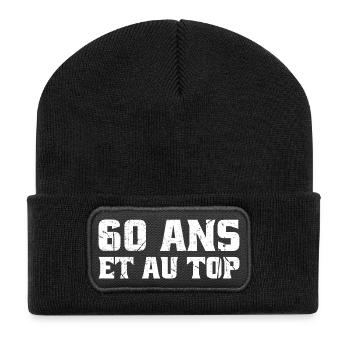 60 ans Top 60ème ANNIVERSAIRE Vintage né en 1965 - Beanie recyclé à patch - noir - Devant
