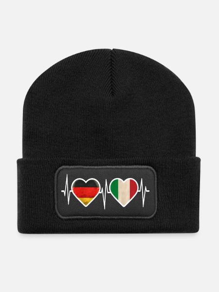 Allemagne Italie Battement de cœur - Beanie recyclé à patch - noir