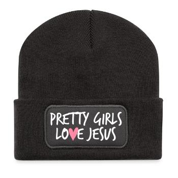 Les belles filles aiment Jésus - Beanie recyclé à patch - charbon - Devant