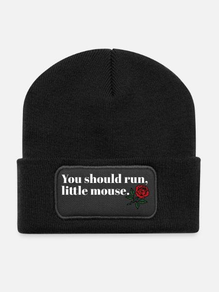Run Baby Run – Dark Booktok Design - Recycelte Patch Beanie - Schwarz