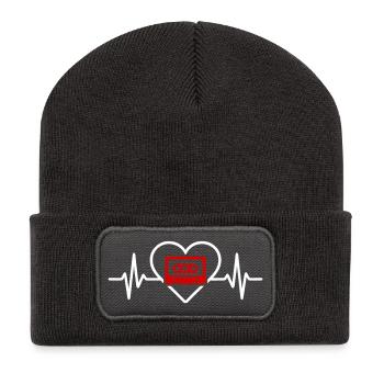 Retro Music Heart Cassette - Recycled Patch Beanie - dark grey - Front