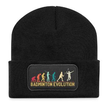 Badminton Evolution Zeitleiste Design - Recycelte Patch Beanie - Schwarz - Vorne