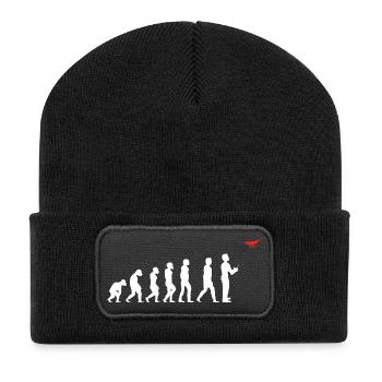 Evolution des Menschen Drohne Pilot - Recycelte Patch Beanie - Schwarz - Vorne
