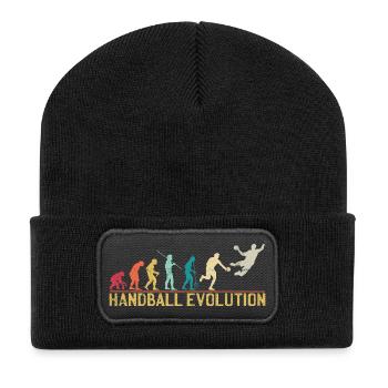 Handball Evolution Progression Design - Recycelte Patch Beanie - Schwarz - Vorne