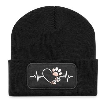 Motif pour les amoureux des animaux patte de chien - Beanie recyclé à patch - noir - Devant