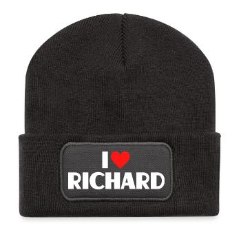 I love Richard Red Heart Romantic Name Fan - Recycled Patch Beanie - dark grey - Front