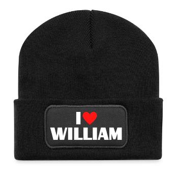 I love William Red Heart Romantic Name Fan - Recycled Patch Beanie - black - Front
