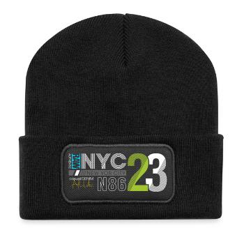 Urban Streetwear Nummer 86 Design - Recycelte Patch Beanie - Schwarz - Vorne