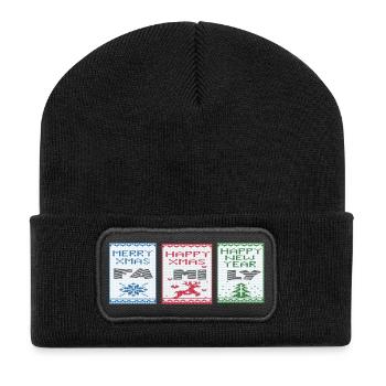 Joyeux Noël - Beanie recyclé à patch - noir - Devant