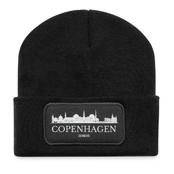 La silhouette de Copenhague, j’adore Copenhague - Beanie recyclé à patch - noir - Devant