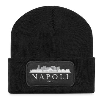 Neapel Skyline, Neapel Italien - Recycelte Patch Beanie - Schwarz - Vorne