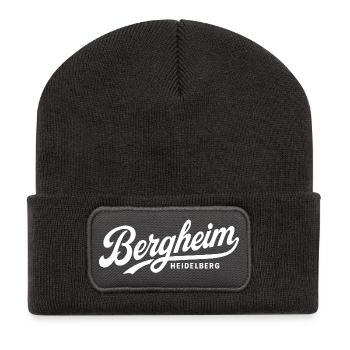 Bergheim Heidelberg Vintage Lettering Design - Recycelte Patch Beanie - Dunkelgrau - Vorne