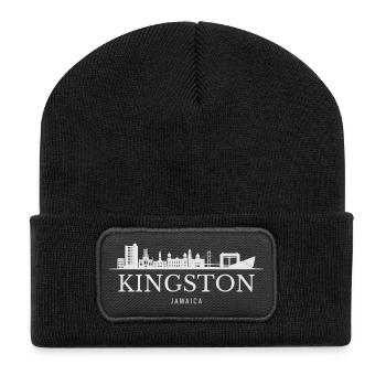 Kingston Skyline, Kingston Jamaica - Recycled Patch Beanie - black - Front