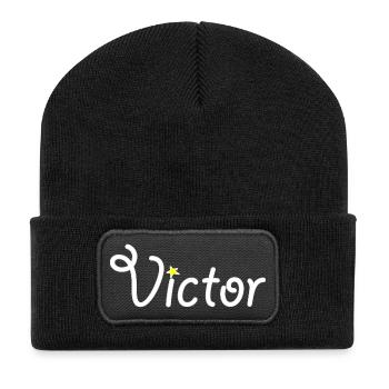 Victor - Beanie recyclé à patch - noir - Devant