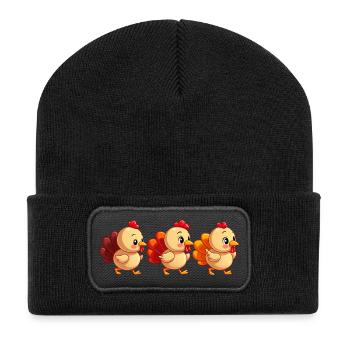 Thanksgiving Truthahn Baby - Recycelte Patch Beanie - Schwarz - Vorne