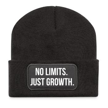 AUCUNE LIMITE. JUSTE DE LA CROISSANCE. | Greyline Officiel - Beanie recyclé à patch - charbon - Devant