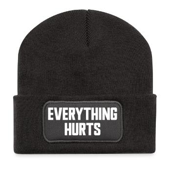 Alles tut weh Lustiges Fitnessstudio-Training Alle - Recycelte Patch Beanie - Dunkelgrau - Vorne