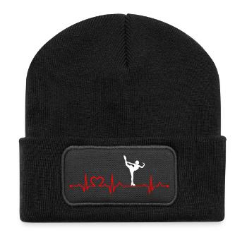 Patinage artistique fille battement de cœur ECG patineur glacé fille - Beanie recyclé à patch - noir - Devant