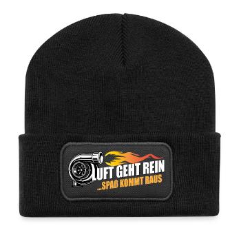 Turboflamme Luft Geht Rein Spaß kommt raus - Recycelte Patch Beanie - Schwarz - Vorne