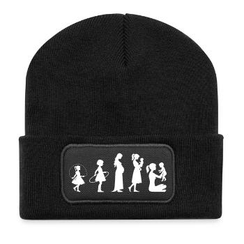 Evolution Mom Mother's Day Child Family - Recycled Patch Beanie - black - Front