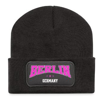 Berlin College style Allemagne Lettres rose - Beanie recyclé à patch - charbon - Devant