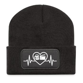 Cœur Bière Cinéma Humour - Beanie recyclé à patch - charbon - Devant