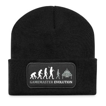 Gamemaster Evolution – Tabletop RPG Design - Recycelte Patch Beanie - Schwarz - Vorne