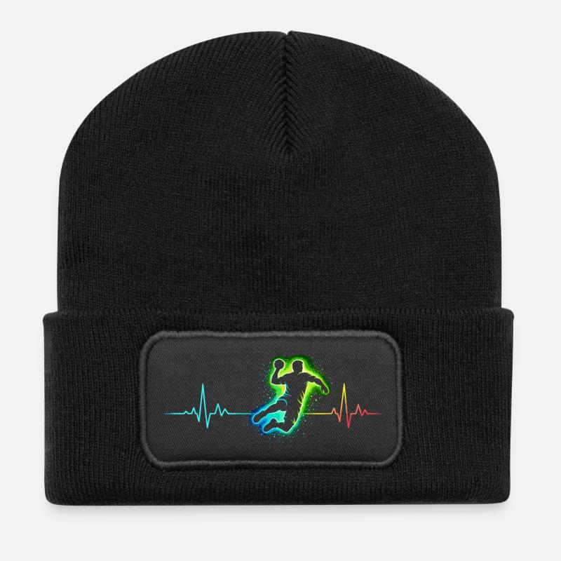 handball herzschlag - Recycelte Patch Beanie - Schwarz