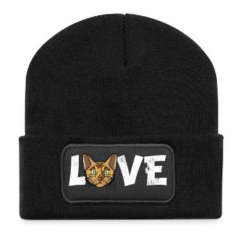 Bengal-Katzen-Liebe-Rasse-Porträt Katzen-Haustier-Liebhaber Gi - Recycelte Patch Beanie - Schwarz - Vorne