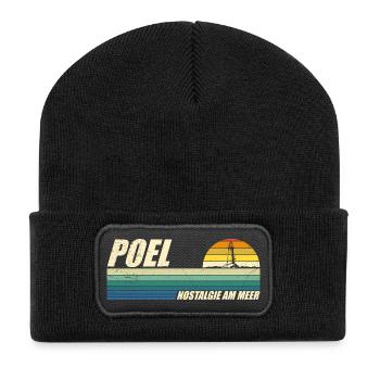 Baltic Sea POEL NOSTALGIA BY THE SEA Retro Funny - Recycled Patch Beanie - black - Front