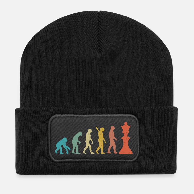 Évolution de l’Homme vers le Roi Échecs Humour - Beanie recyclé à patch - noir