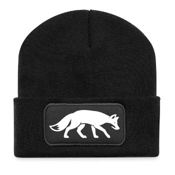 Fuchs Tier - Recycelte Patch Beanie - Schwarz - Vorne