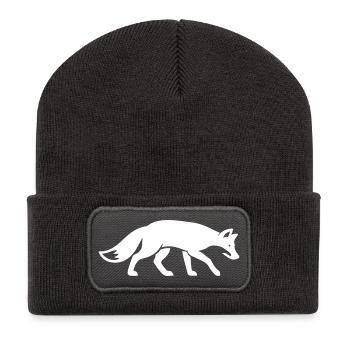 Animal renard - Beanie recyclé à patch - charbon - Devant