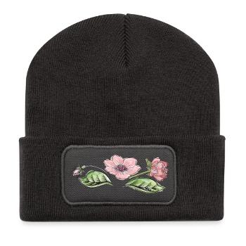 Vrille de fleur - Beanie recyclé à patch - charbon - Devant
