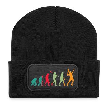 Tennis Evolution Retro - Recycelte Patch Beanie - Schwarz - Vorne