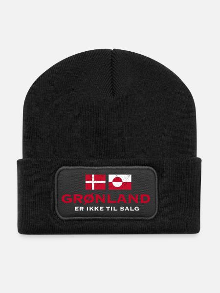 Greenland Flag Distress Unity - Recycled Patch Beanie - black