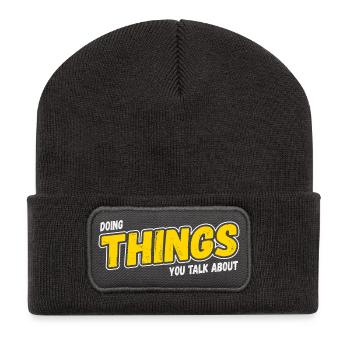 Doing Things You Talk About - Recycled Patch Beanie - dark grey - Front