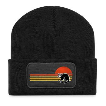 Retro Vintage Opossum - Recycelte Patch Beanie - Schwarz - Vorne