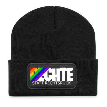 Human rights instead of a shift to the right - rainbow - Recycled Patch Beanie - black - Front