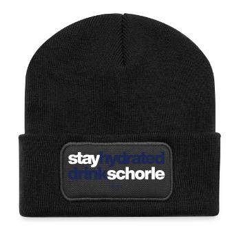 stay hydrated drink schorle - Recycelte Patch Beanie - Schwarz - Vorne