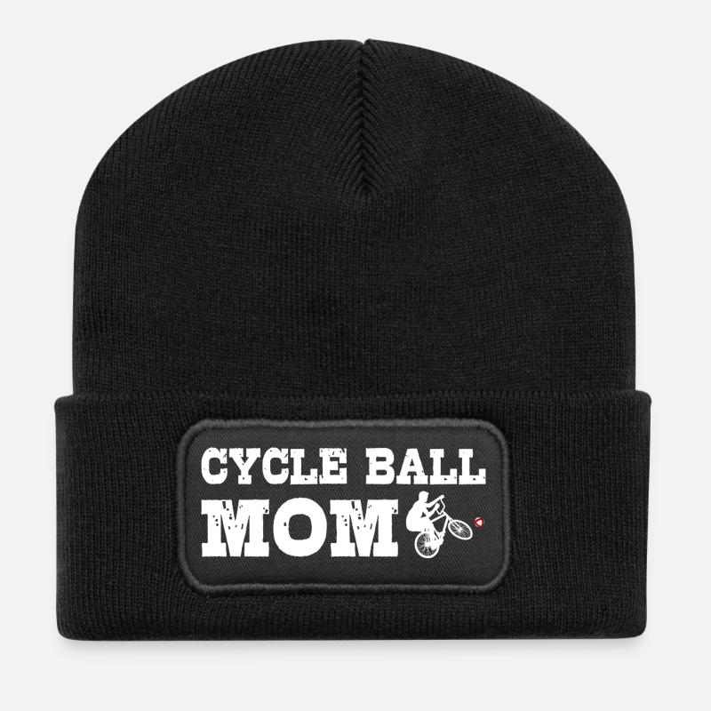Radball, Radballer, Mom, Hallenradsport, Cycleball - Recycelte Patch Beanie - Schwarz