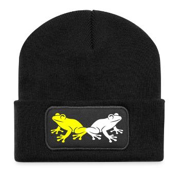 Frosch Kröte - Recycelte Patch Beanie - Schwarz - Vorne