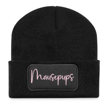 Mausepups - Recycelte Patch Beanie - Schwarz - Vorne