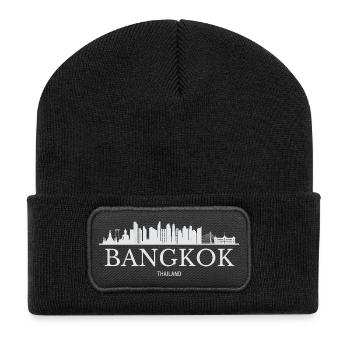 Silhouette de Bangkok, Bangkok Thaïlande - Beanie recyclé à patch - noir - Devant