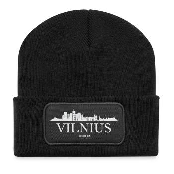 Vilnius Skyline, Vilnius Lithuania - Recycled Patch Beanie - black - Front