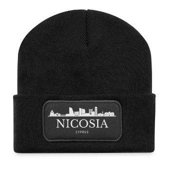 Nikosia Skyline, Nikosia, Zypern - Recycelte Patch Beanie - Schwarz - Vorne