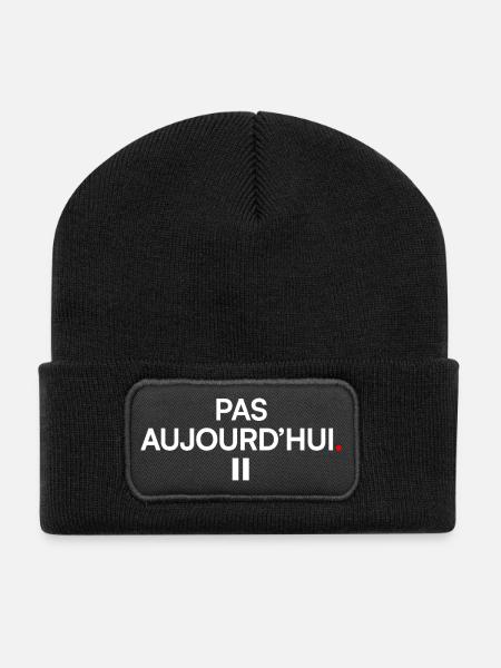 HEUTE NICHT | Minimaler Humor - Recycelte Patch Beanie - Schwarz